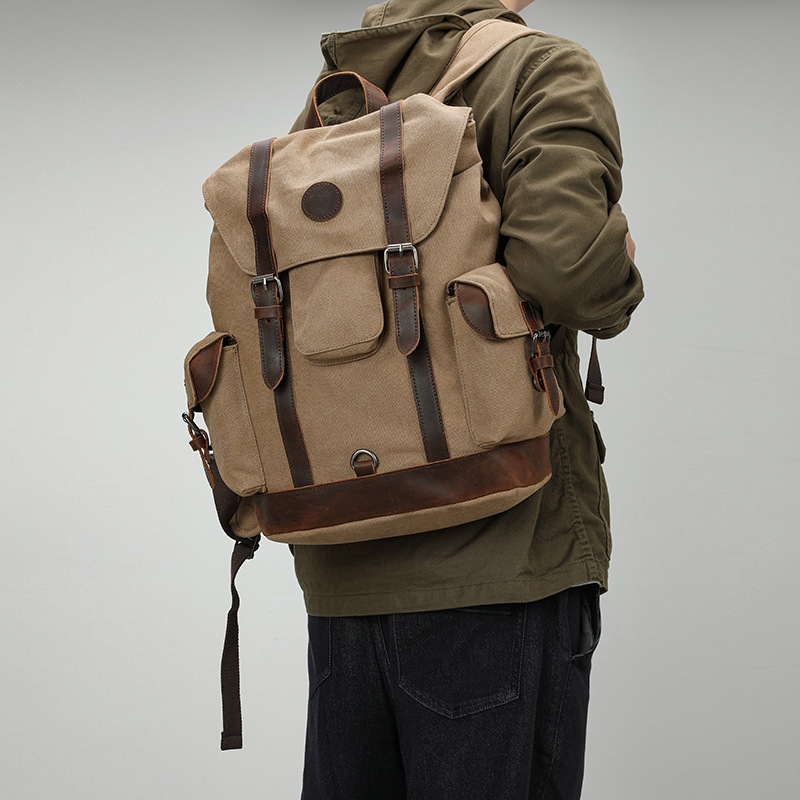 Outdoor Adventure Backpack - Ретро мужская уличная велосипедная холщовая сумка,