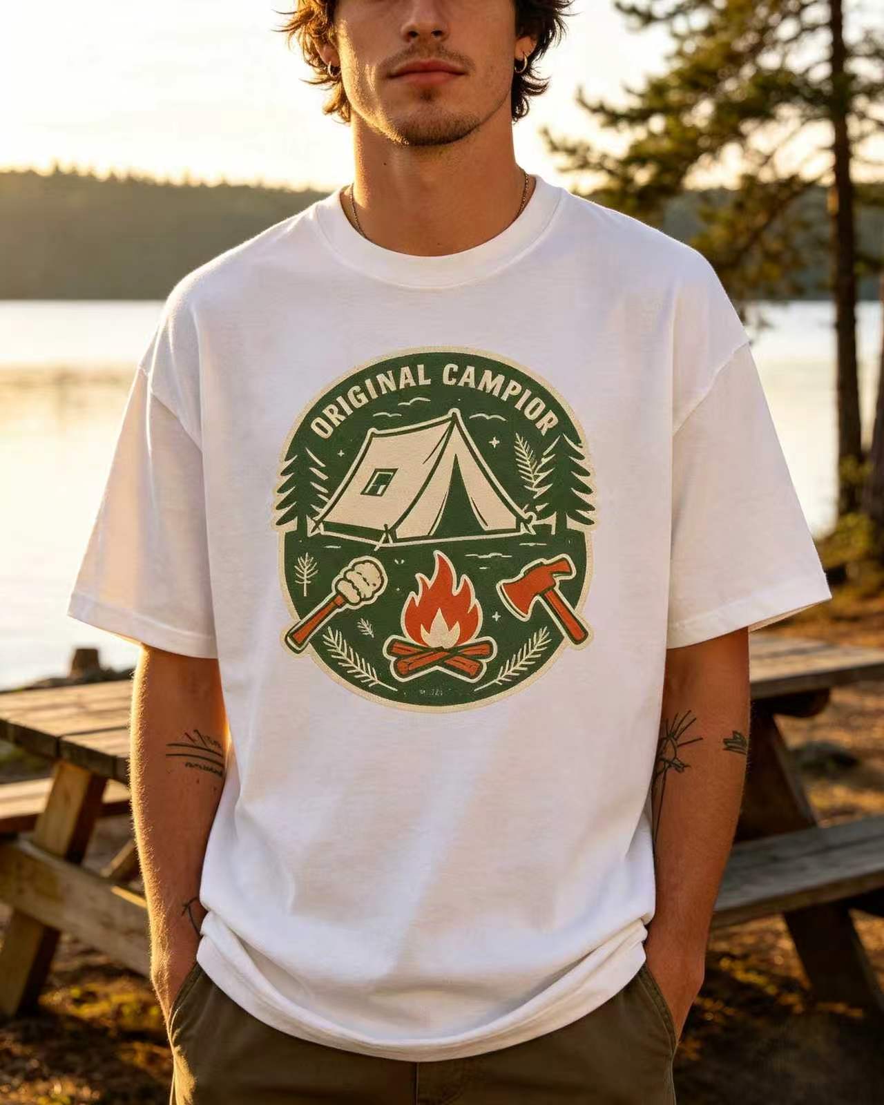 Outdoor Adventure Tent - Унисекс оригинальная футболка с принтом «Кемпер,
