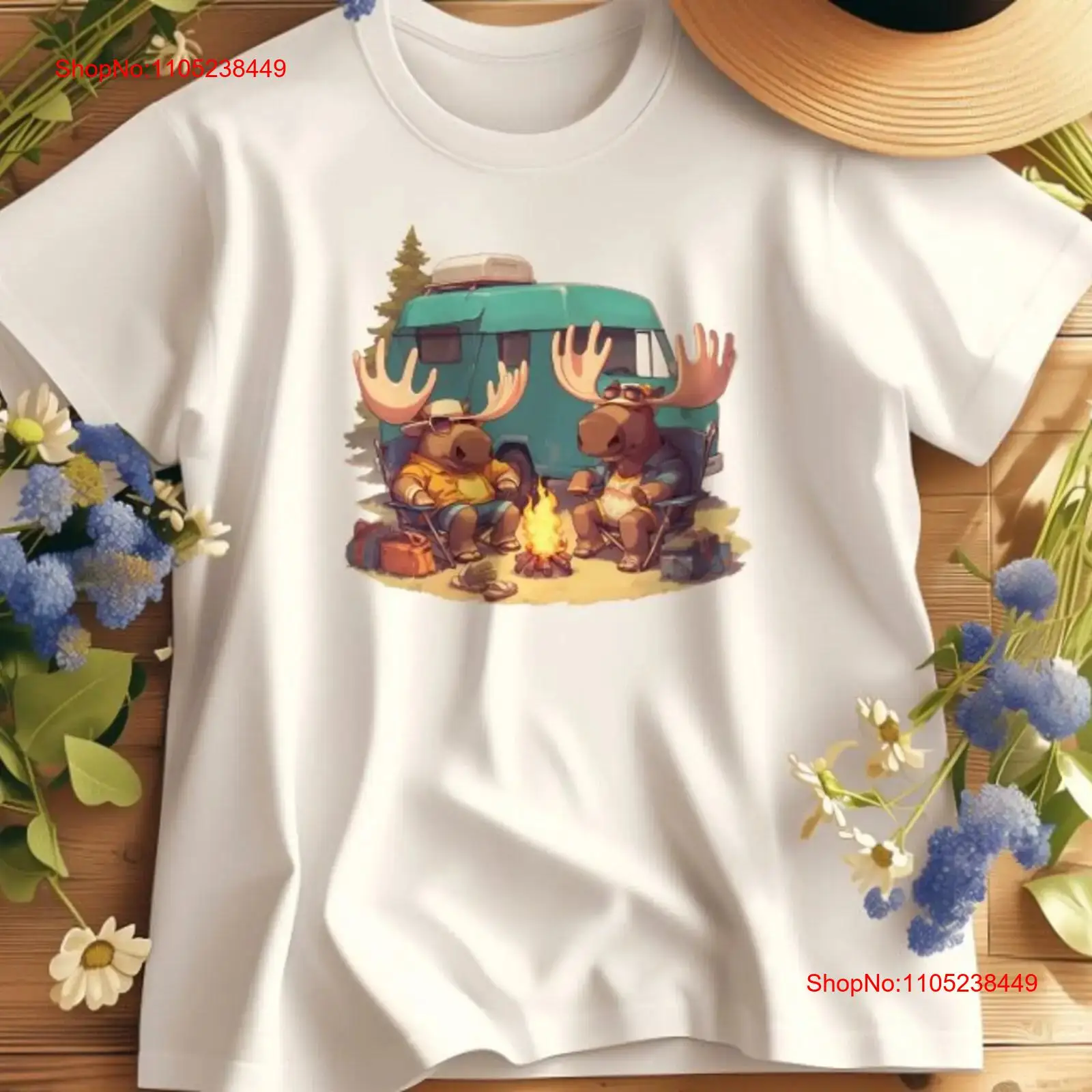 Outdoor Adventure At - Футболка Moose Camping at Campfire для